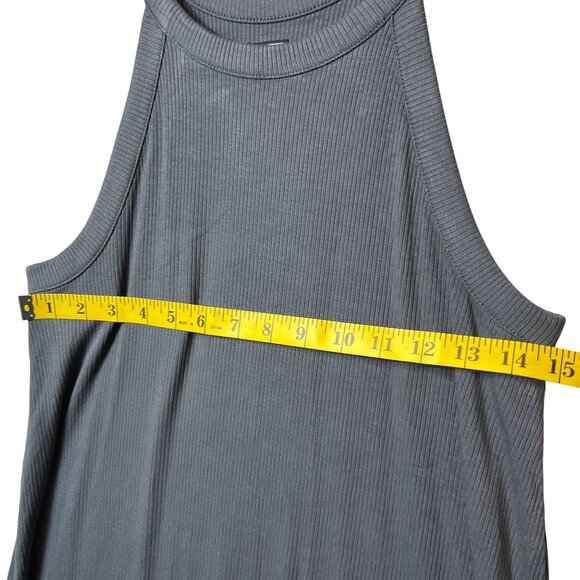 Gap Ribbed Halter Neck Sleeveless A-Line Dress S Blue Gray Rayon Blend - Picture 10 of 11